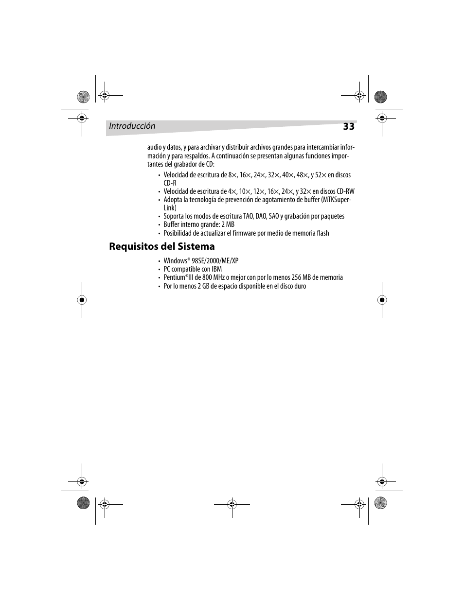 Requisitos del sistema | Dynex DX-CDRW52 User Manual | Page 33 / 47
