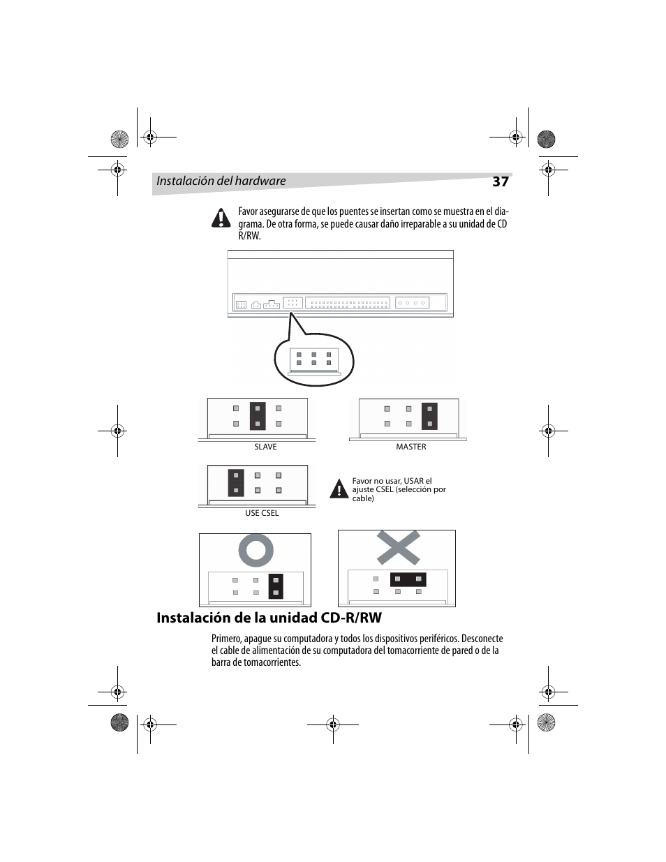 Instalación de la unidad cd-r/rw | Dynex DX-CDRW52 User Manual | Page 37 / 47