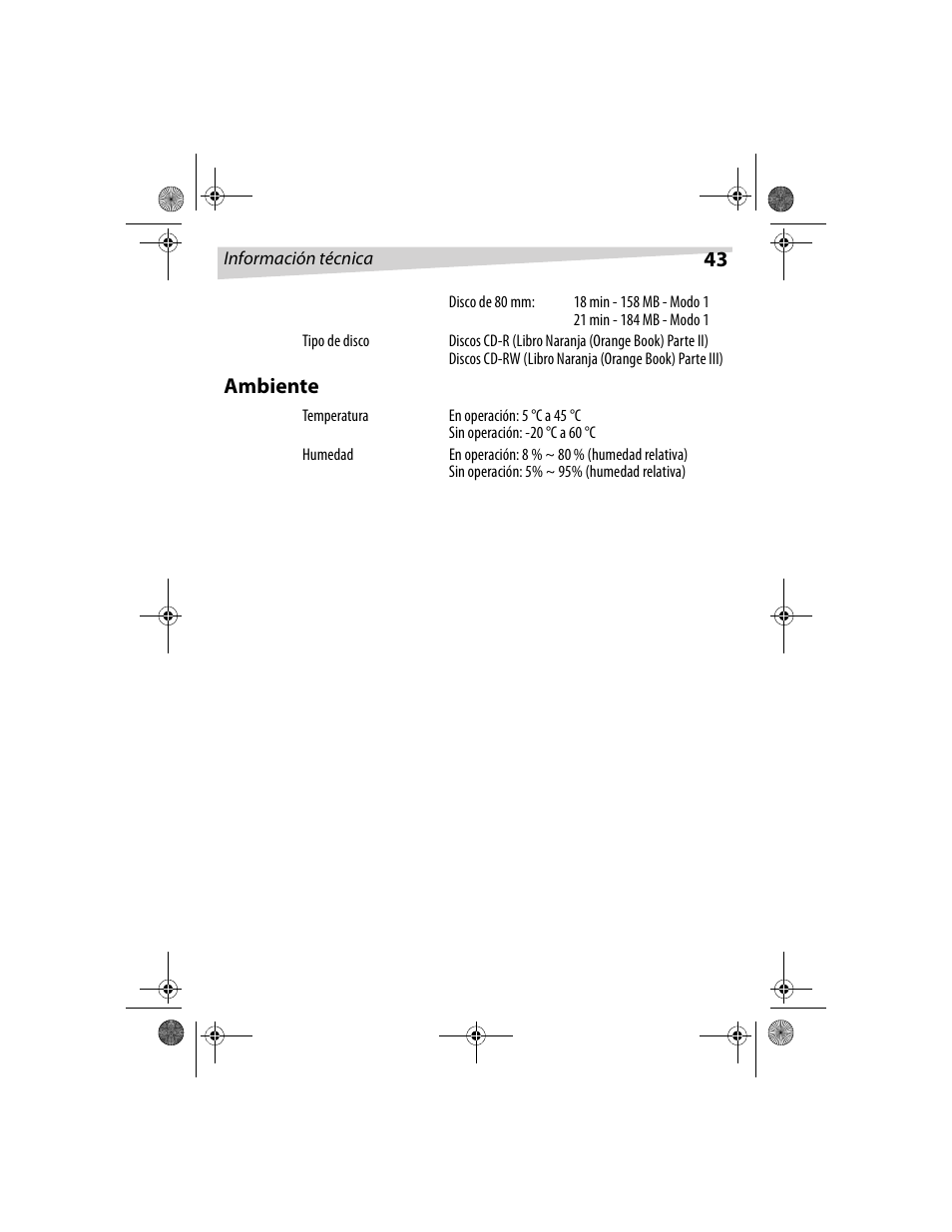 Ambiente | Dynex DX-CDRW52 User Manual | Page 43 / 47