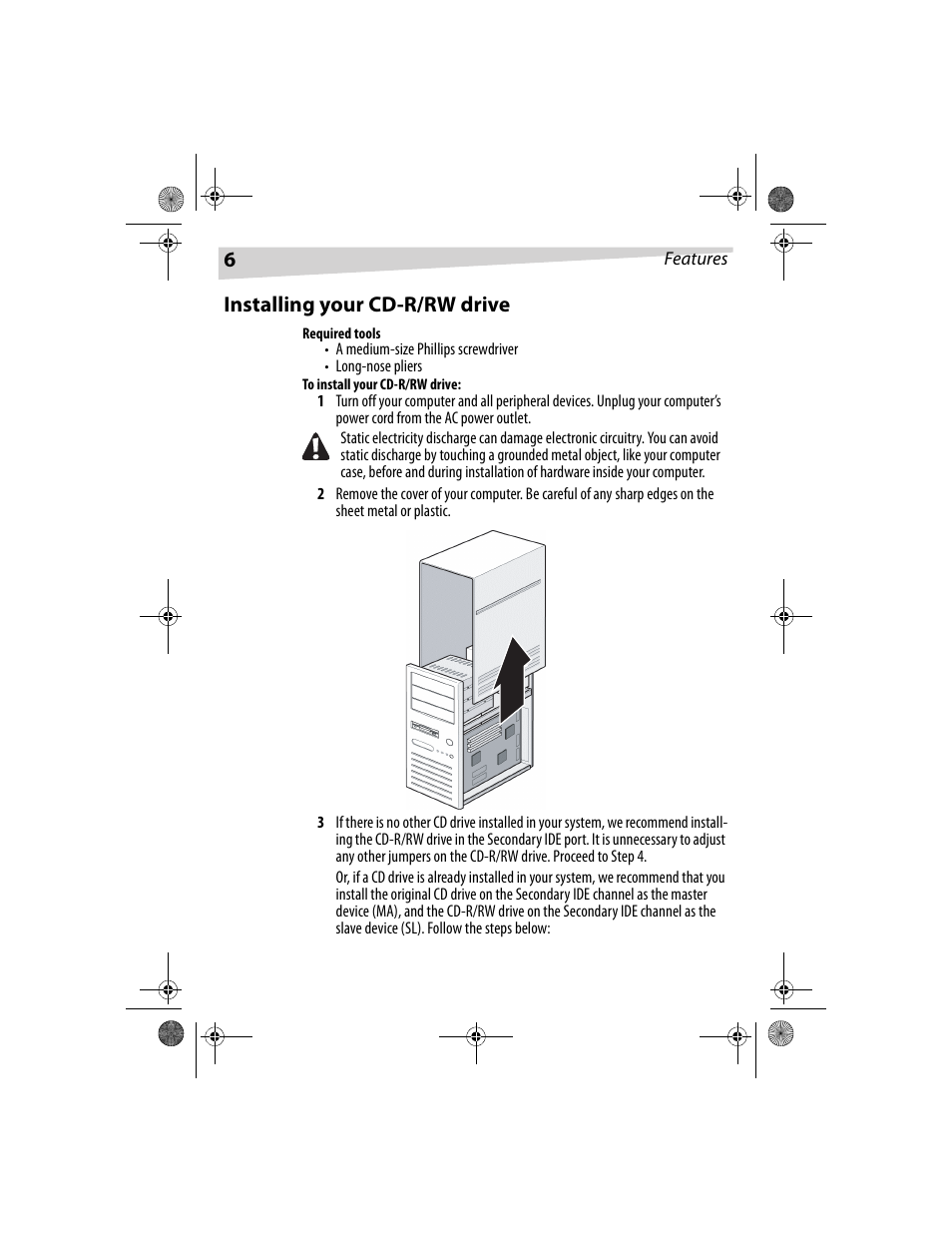 Installing your cd-r/rw drive | Dynex DX-CDRW52 User Manual | Page 6 / 47