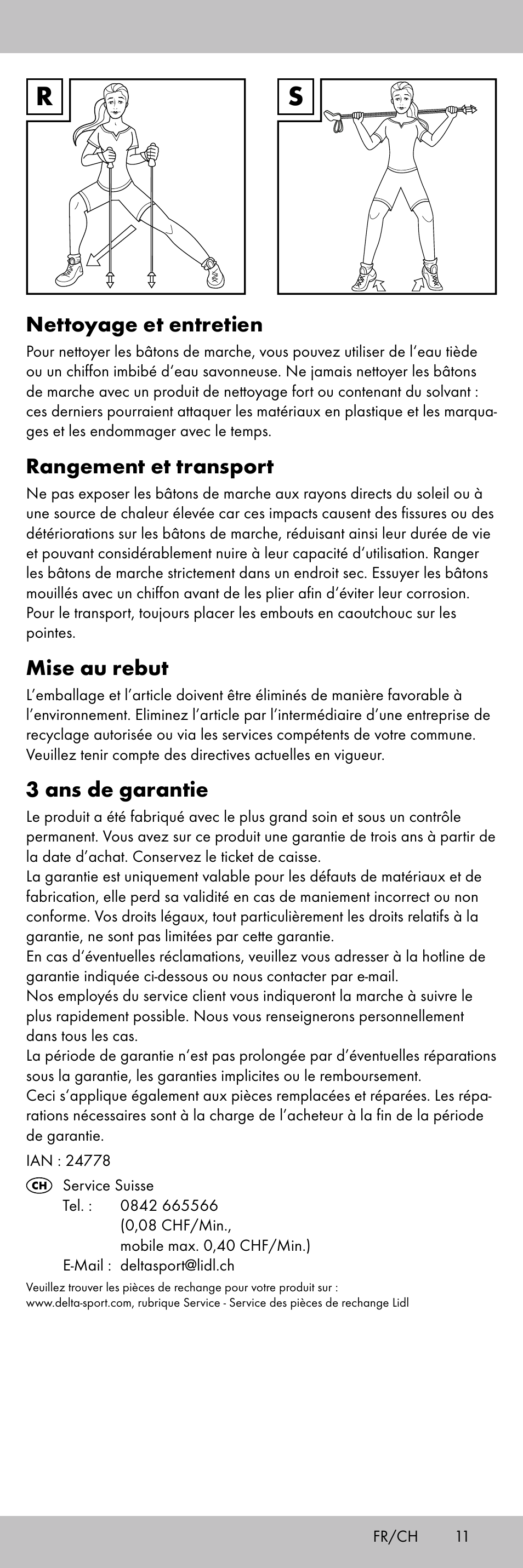 Nettoyage et entretien, Rangement et transport, Mise au rebut | 3 ans de garantie | Crivit TS-1853 User Manual | Page 11 / 28