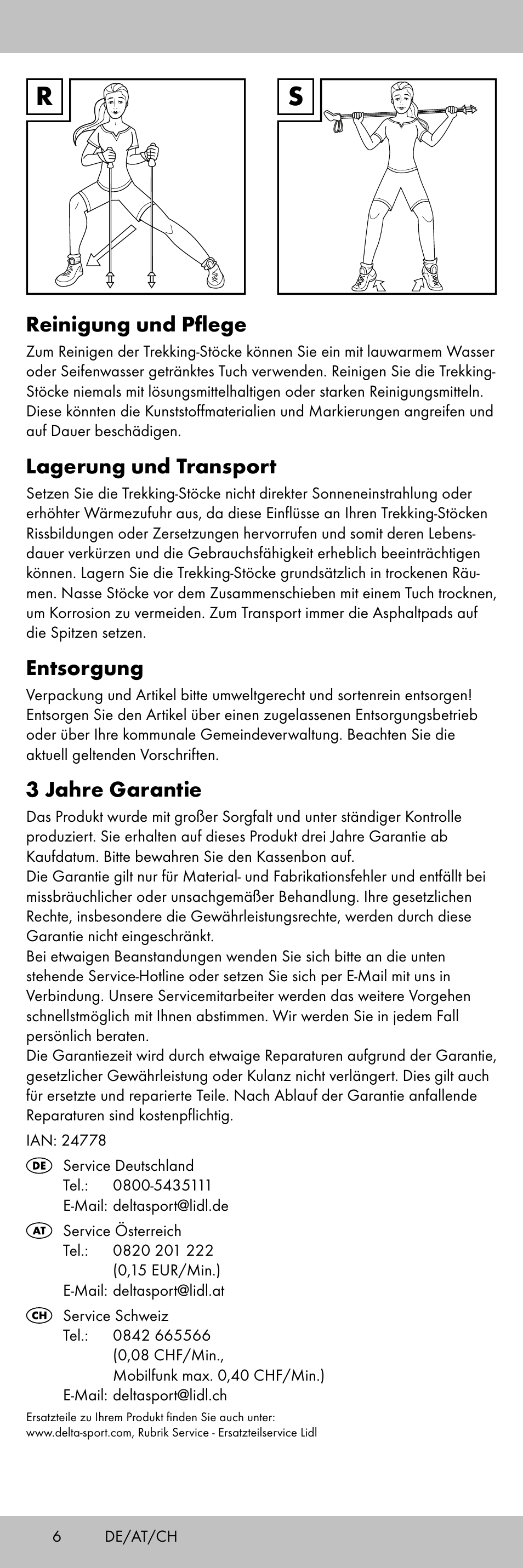 Reinigung und pflege, Lagerung und transport, Entsorgung | 3 jahre garantie | Crivit TS-1853 User Manual | Page 6 / 28