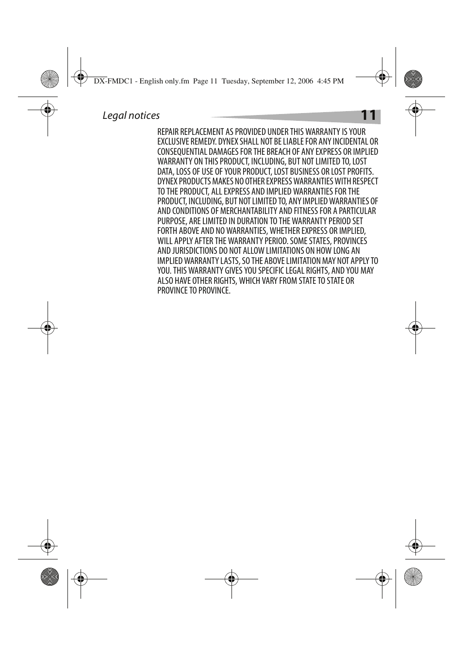Dynex DX-FMDC1 User Manual | Page 11 / 12
