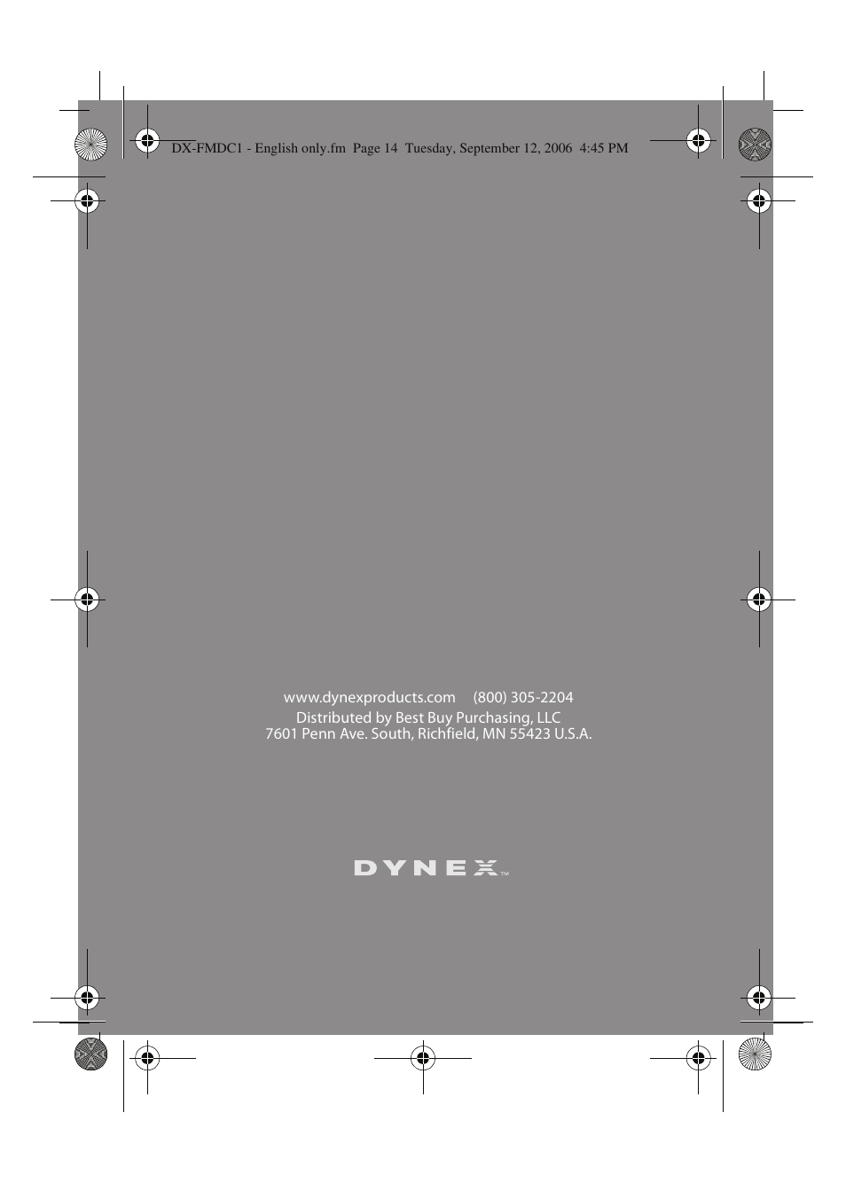Dynex DX-FMDC1 User Manual | Page 12 / 12