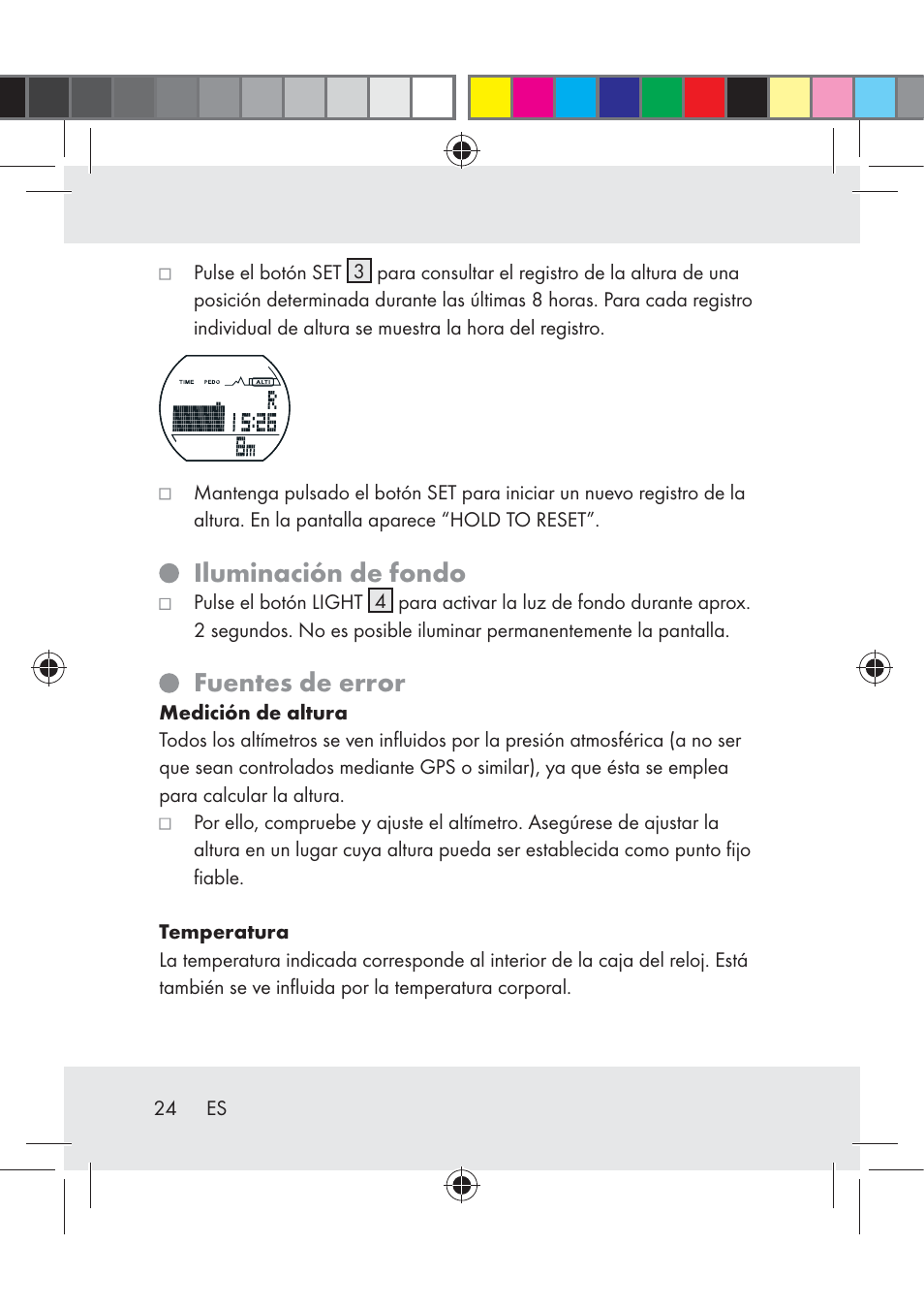 Iluminación de fondo, Fuentes de error | Crivit Z31222 User Manual | Page 24 / 115