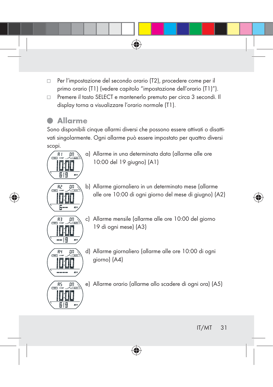 Allarme | Crivit Z31222 User Manual | Page 31 / 115