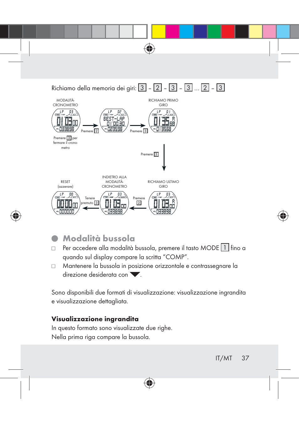 Modalità bussola | Crivit Z31222 User Manual | Page 37 / 115