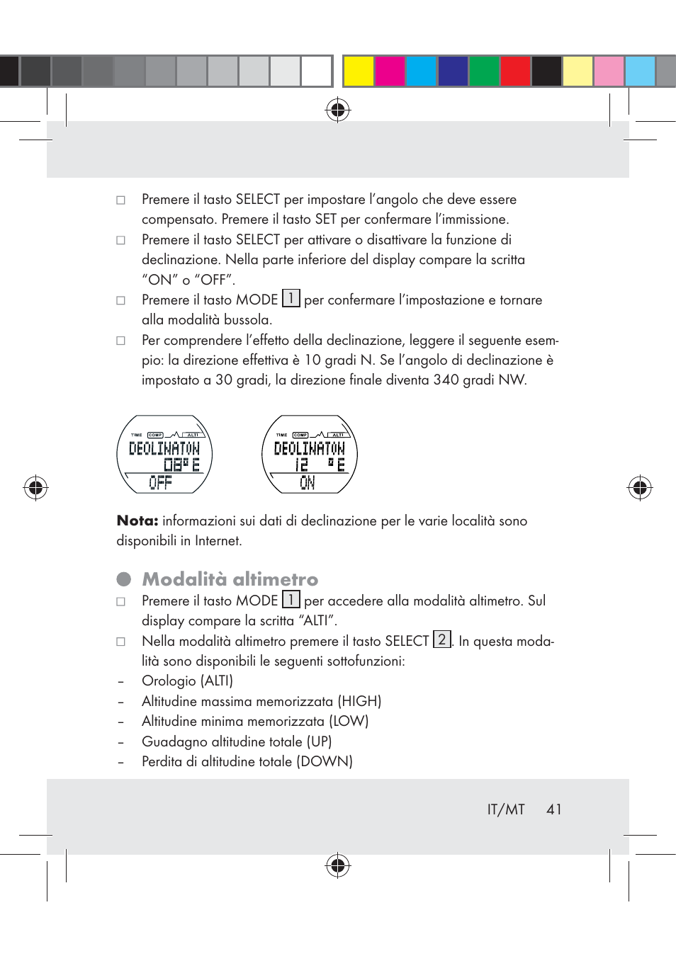 Modalità altimetro | Crivit Z31222 User Manual | Page 41 / 115