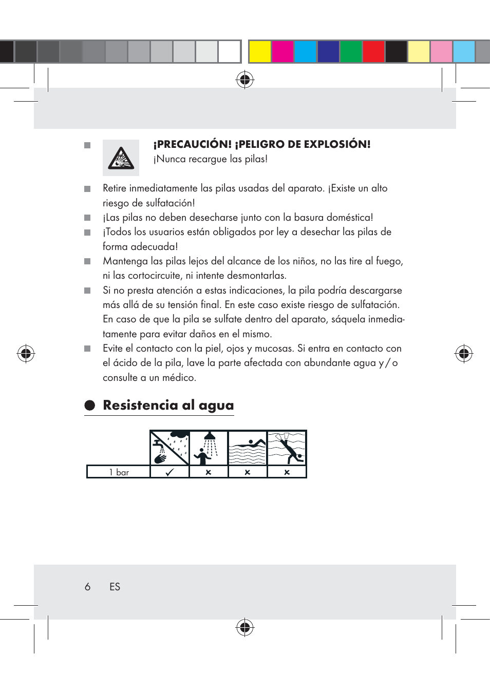 Resistencia al agua | Crivit Z31222 User Manual | Page 6 / 115