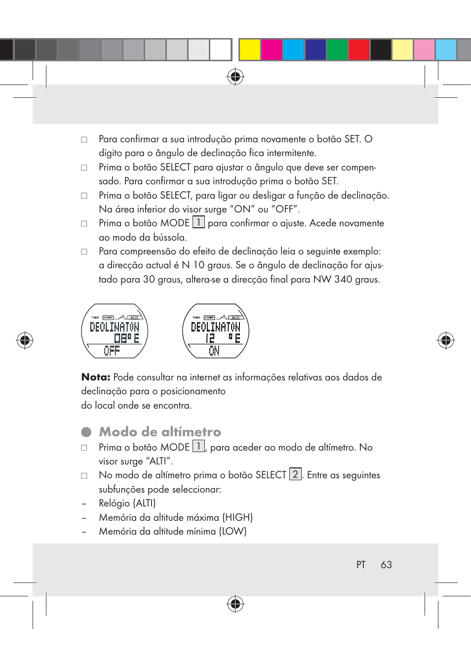 Modo de altímetro | Crivit Z31222 User Manual | Page 63 / 115