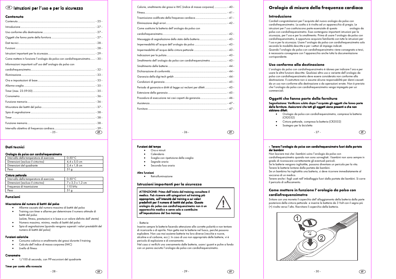 Istruzioni per l’uso, Orologio di misura della frequenza cardiaca | Crivit 1-LD3322 User Manual | Page 5 / 16