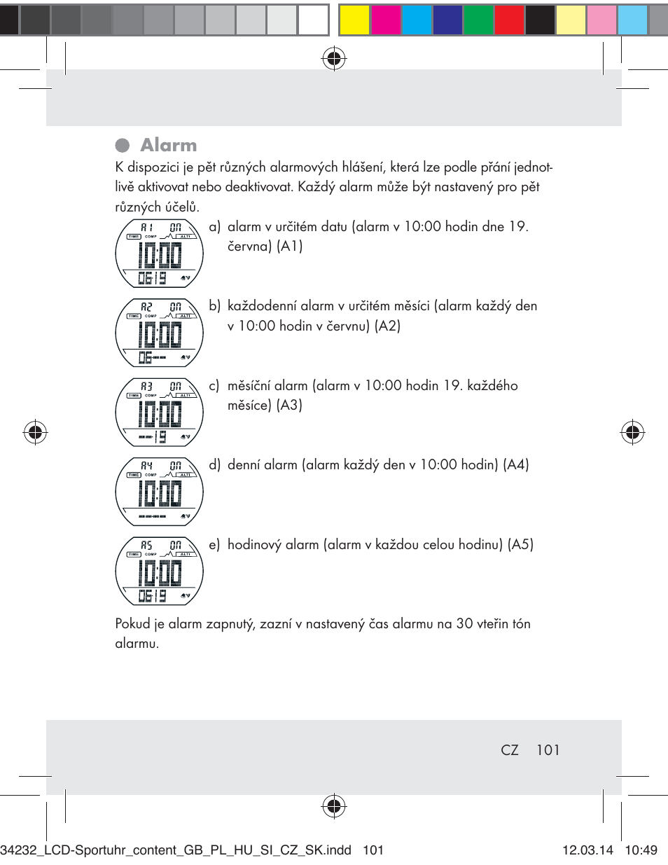 Alarm | Crivit Z32130 User Manual | Page 101 / 141