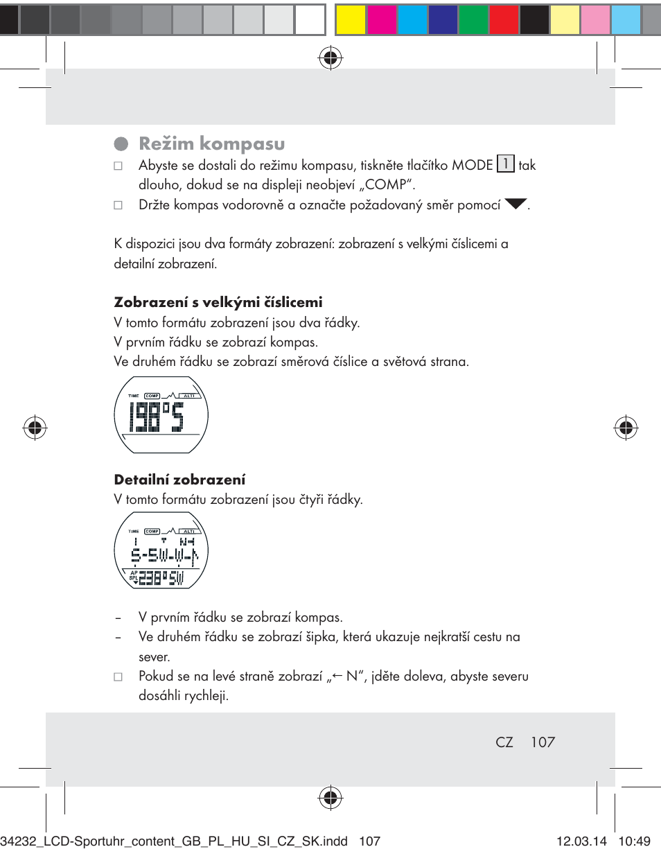 Režim kompasu | Crivit Z32130 User Manual | Page 107 / 141