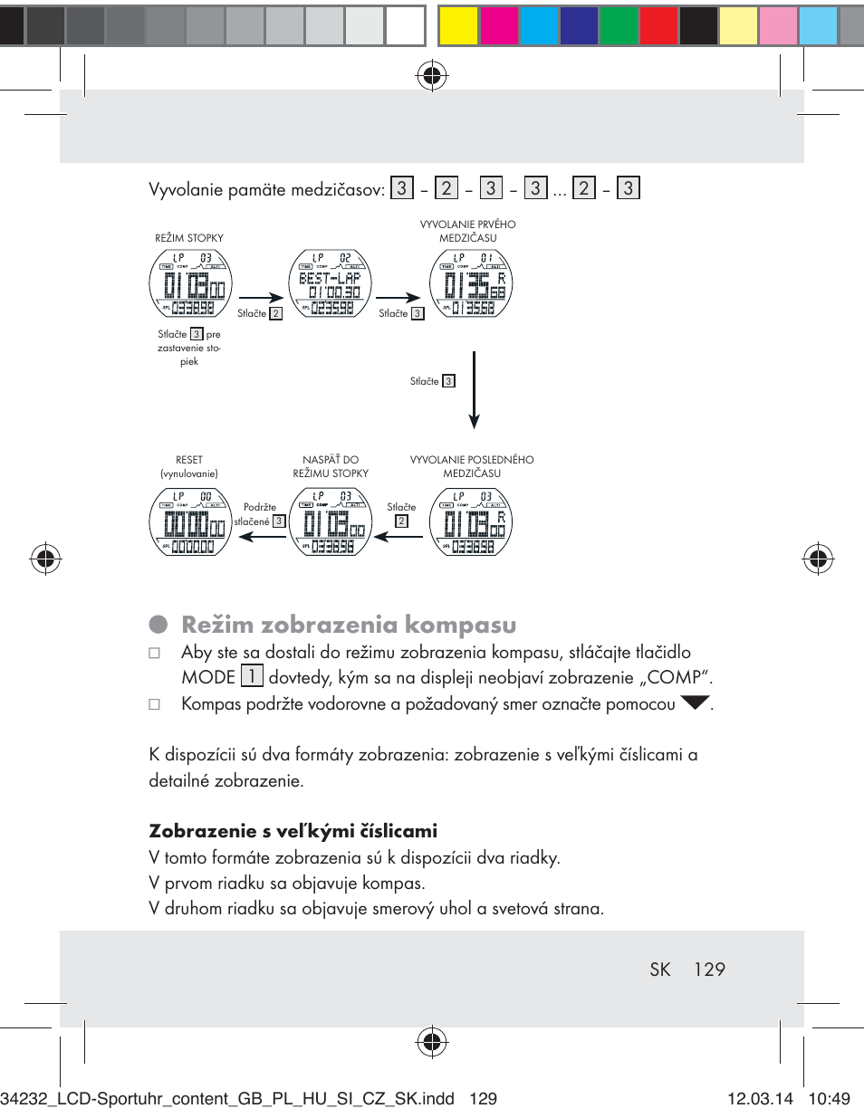 Režim zobrazenia kompasu | Crivit Z32130 User Manual | Page 129 / 141