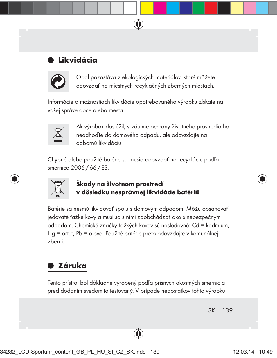 Likvidácia, Záruka | Crivit Z32130 User Manual | Page 139 / 141