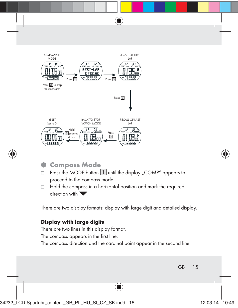 Compass mode, 15 gb | Crivit Z32130 User Manual | Page 15 / 141