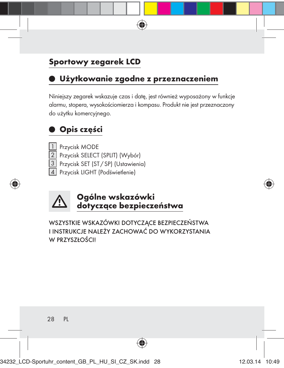 Opis części, Ogólne wskazówki dotyczące bezpieczeństwa | Crivit Z32130 User Manual | Page 28 / 141