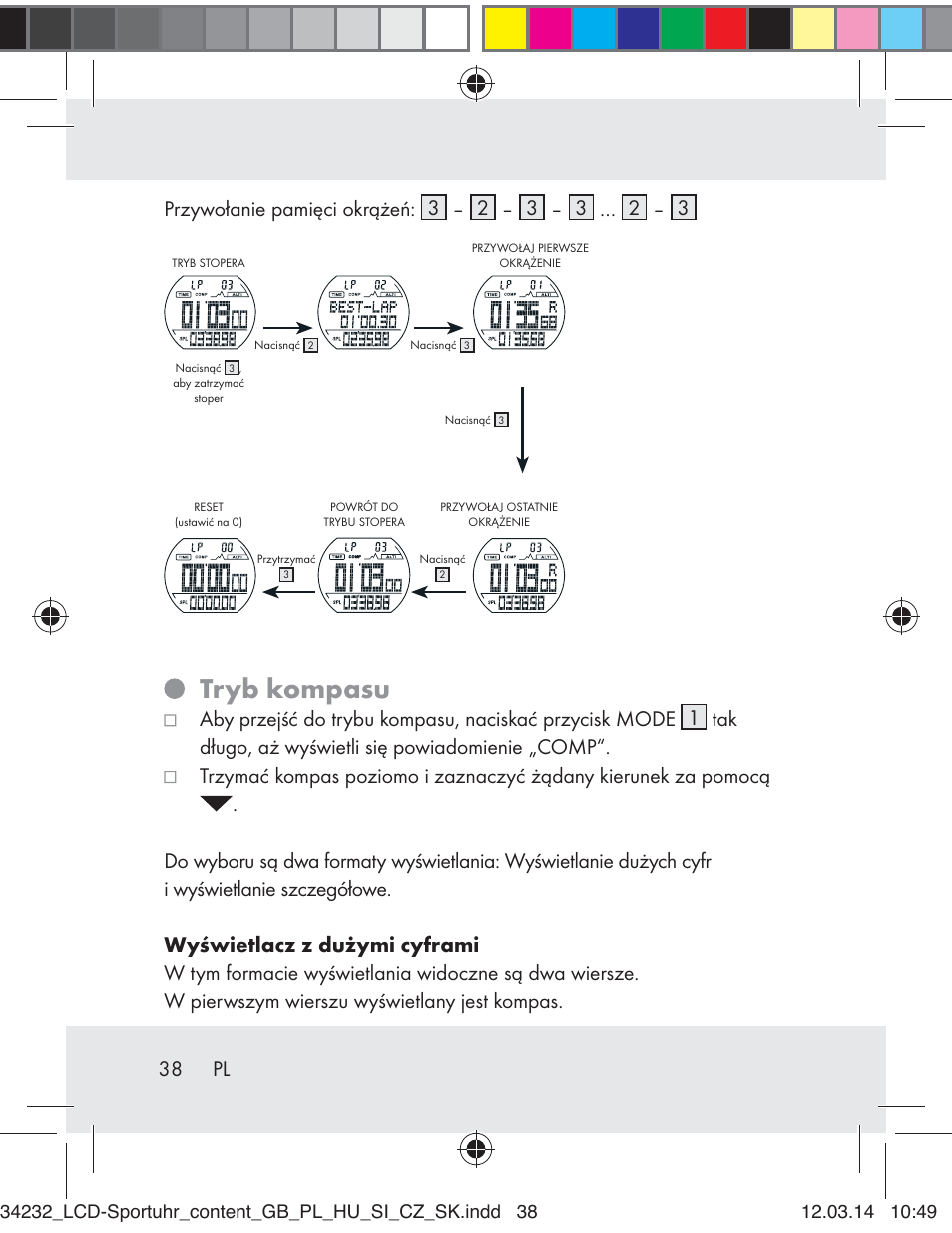 Tryb kompasu | Crivit Z32130 User Manual | Page 38 / 141