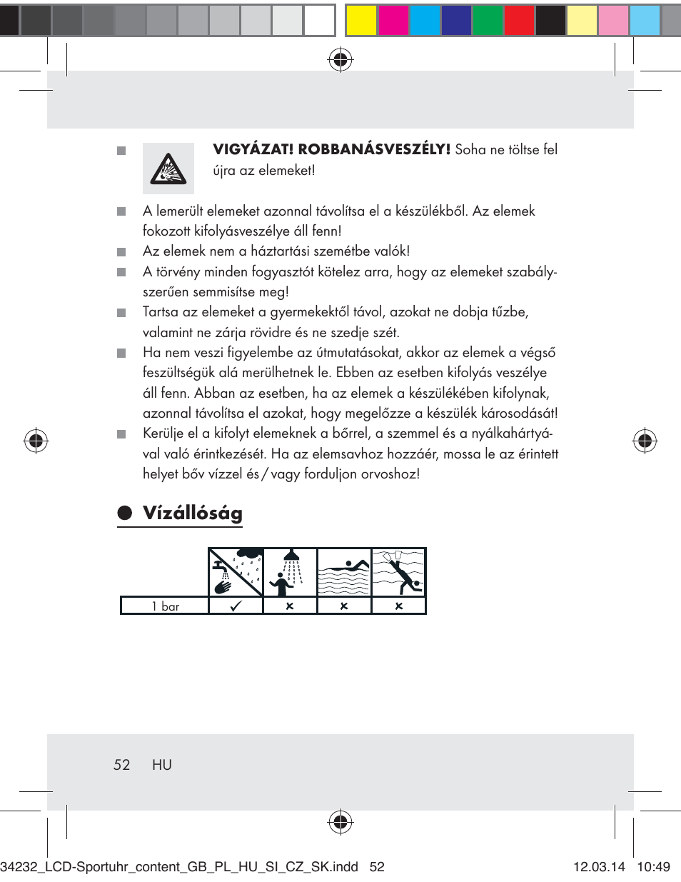 Vízállóság | Crivit Z32130 User Manual | Page 52 / 141