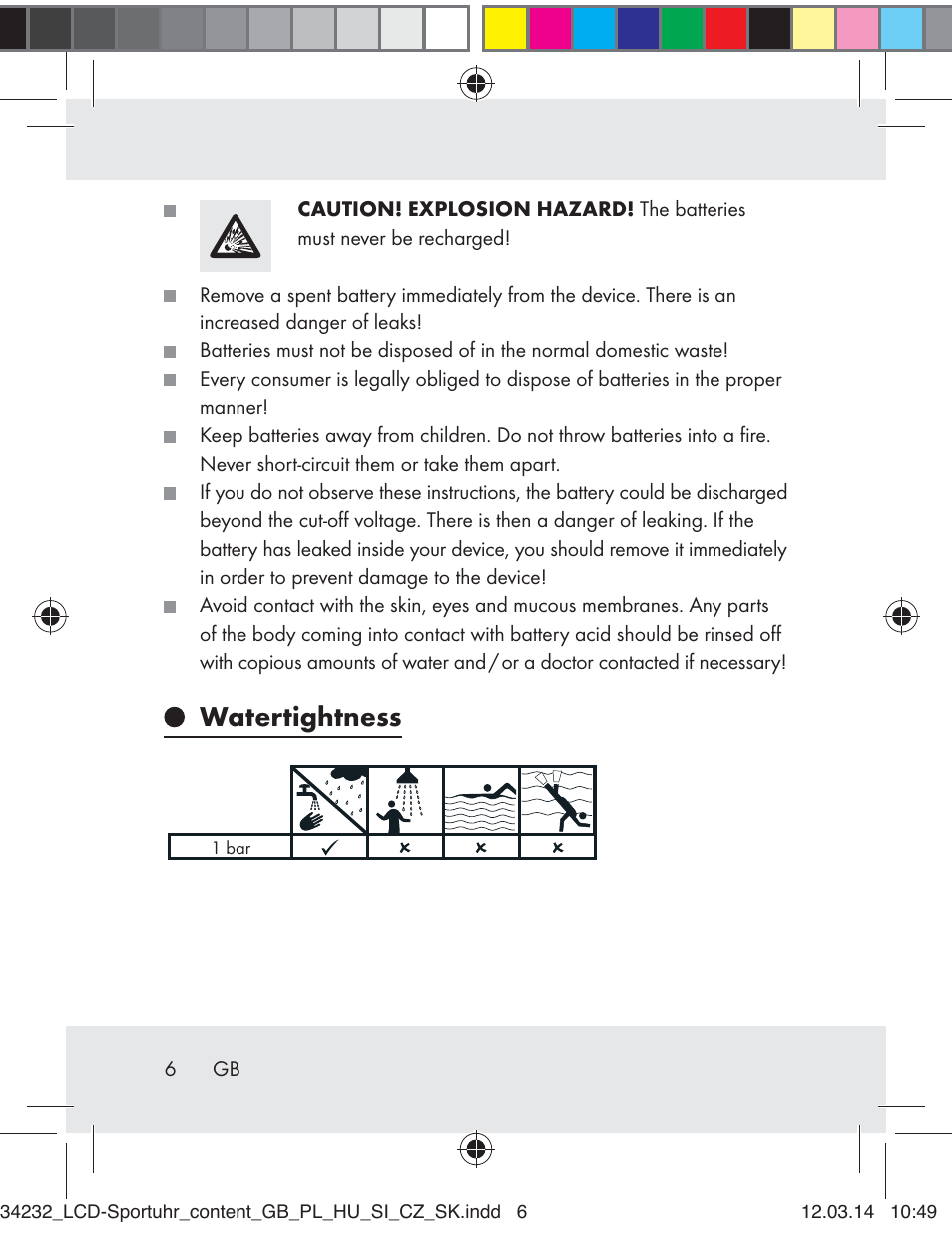 Watertightness | Crivit Z32130 User Manual | Page 6 / 141