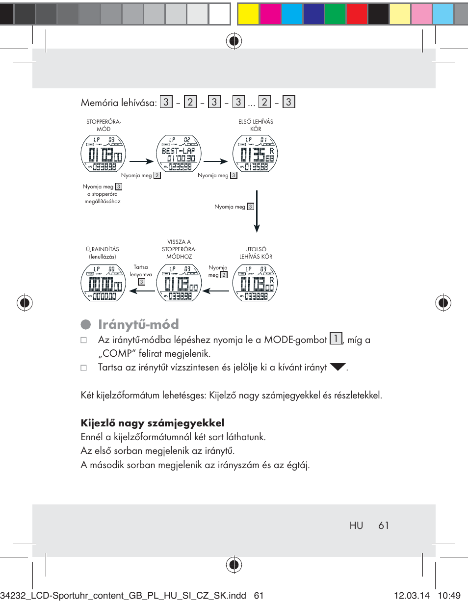 Iránytű-mód | Crivit Z32130 User Manual | Page 61 / 141