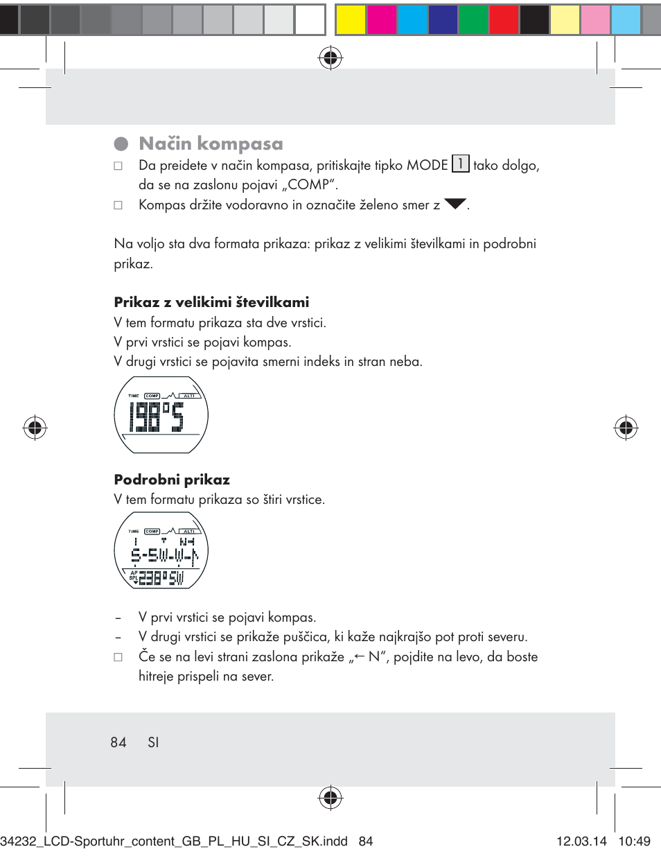 Način kompasa | Crivit Z32130 User Manual | Page 84 / 141