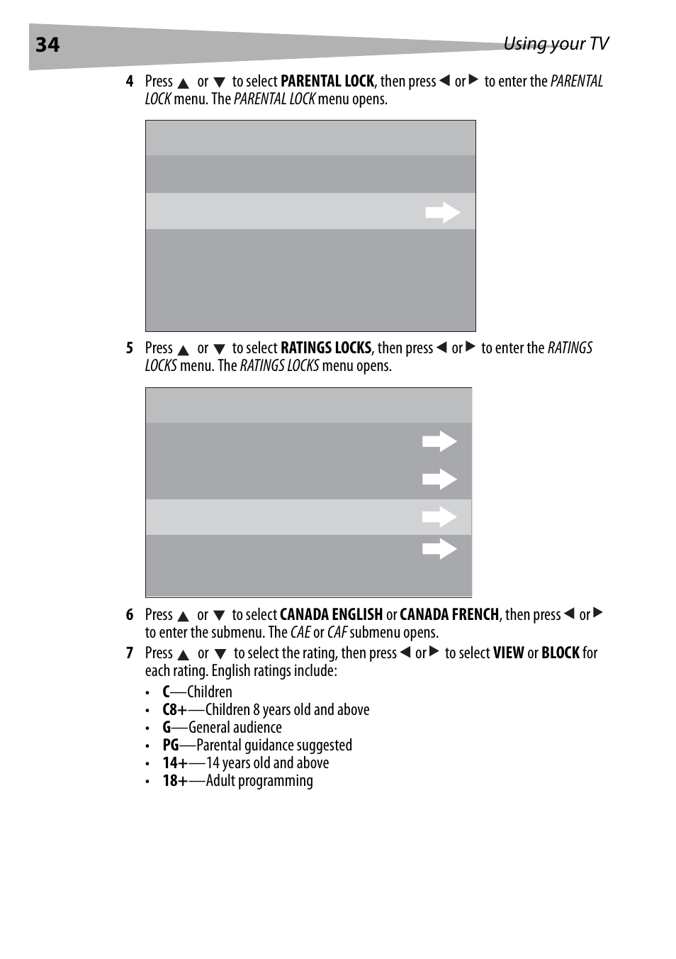 Lock parental | Dynex DX-R24TV User Manual | Page 34 / 142