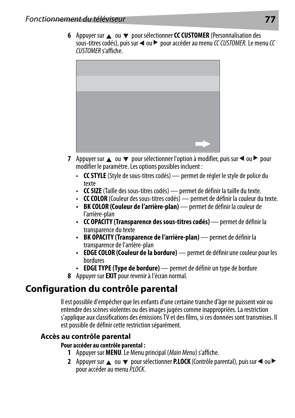 Configuration du contrôle parental, Accès au contrôle parental, Pour accéder au contrôle parental | Dynex DX-R24TV User Manual | Page 77 / 142