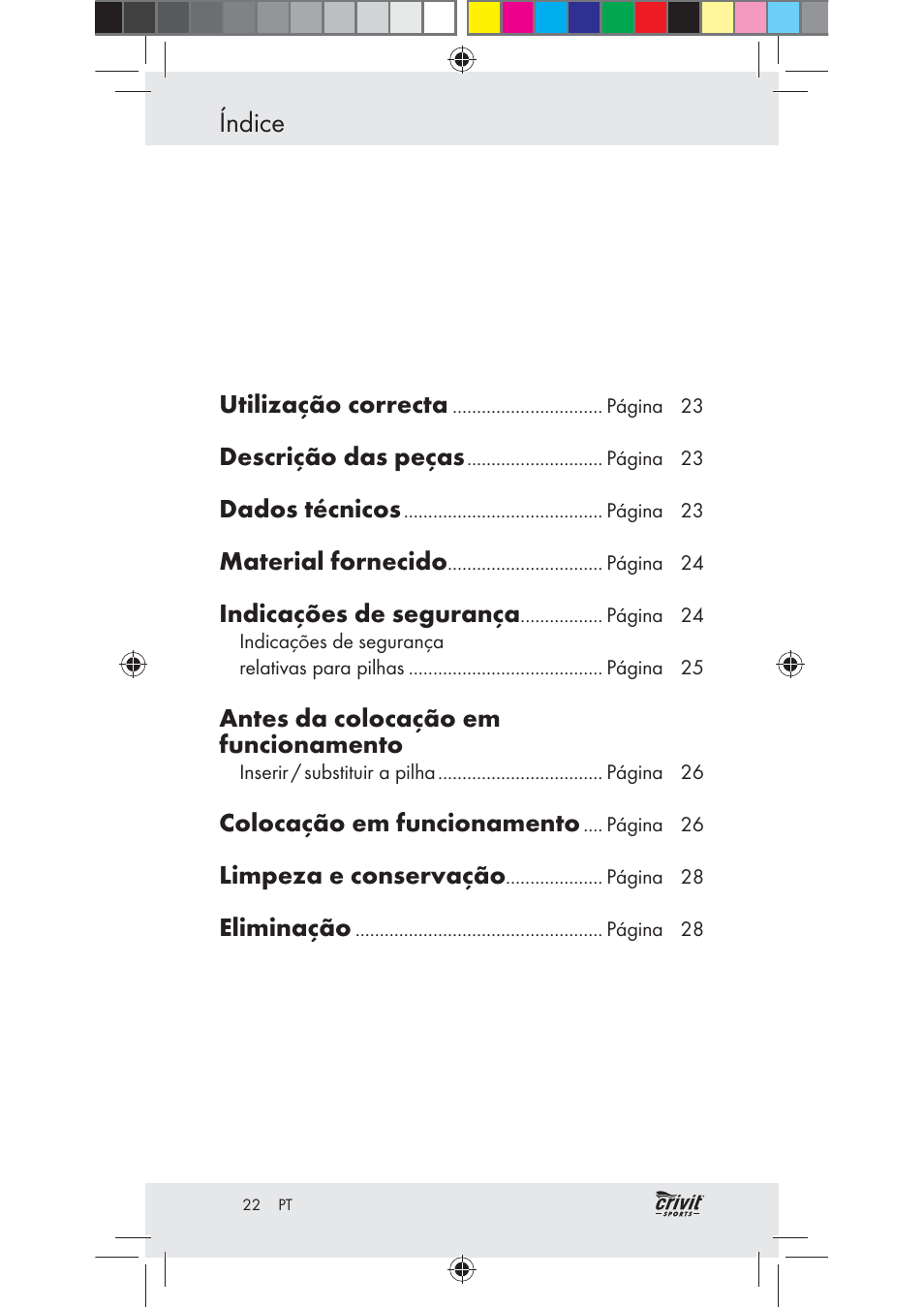 Índice | Crivit Z31037 User Manual | Page 22 / 47