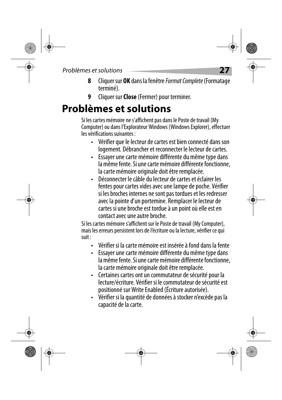 Problèmes et solutions | Dynex DX-CRCF12 User Manual | Page 27 / 50
