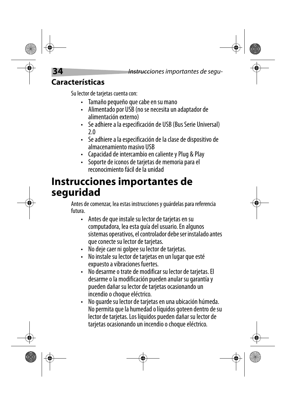 Características, Instrucciones importantes de seguridad | Dynex DX-CRCF12 User Manual | Page 34 / 50