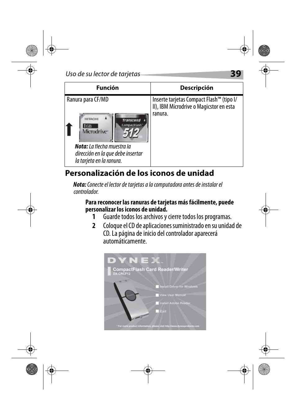 Personalización de los iconos de unidad | Dynex DX-CRCF12 User Manual | Page 39 / 50
