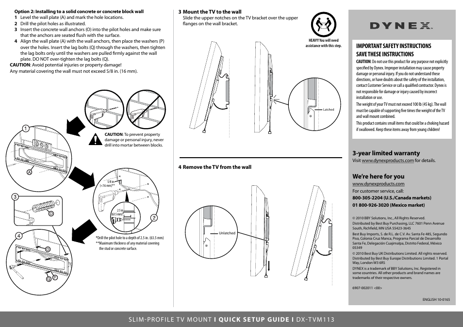 We’re here for you | Dynex DX-TVM113 User Manual | Page 2 / 2