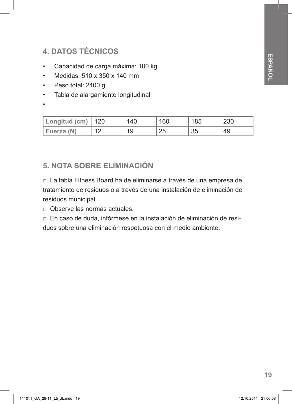 Datos técnicos, Nota sobre eliminación | Crivit SP - 348 User Manual | Page 15 / 74