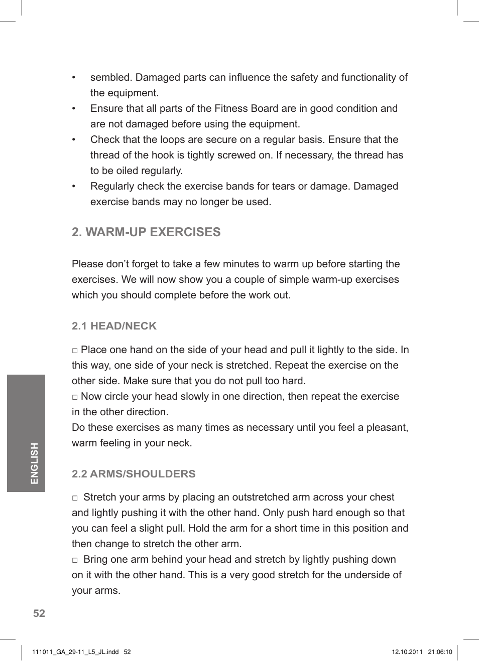 Warm-up exercises | Crivit SP - 348 User Manual | Page 48 / 74