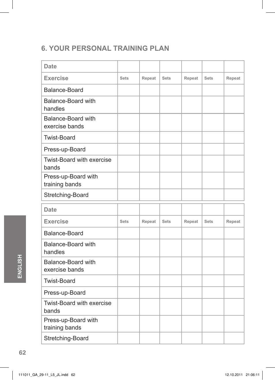 Your personal training plan | Crivit SP - 348 User Manual | Page 58 / 74