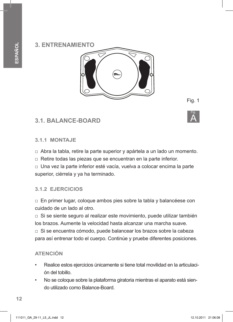 Entrenamiento, Balance-board | Crivit SP - 348 User Manual | Page 8 / 74