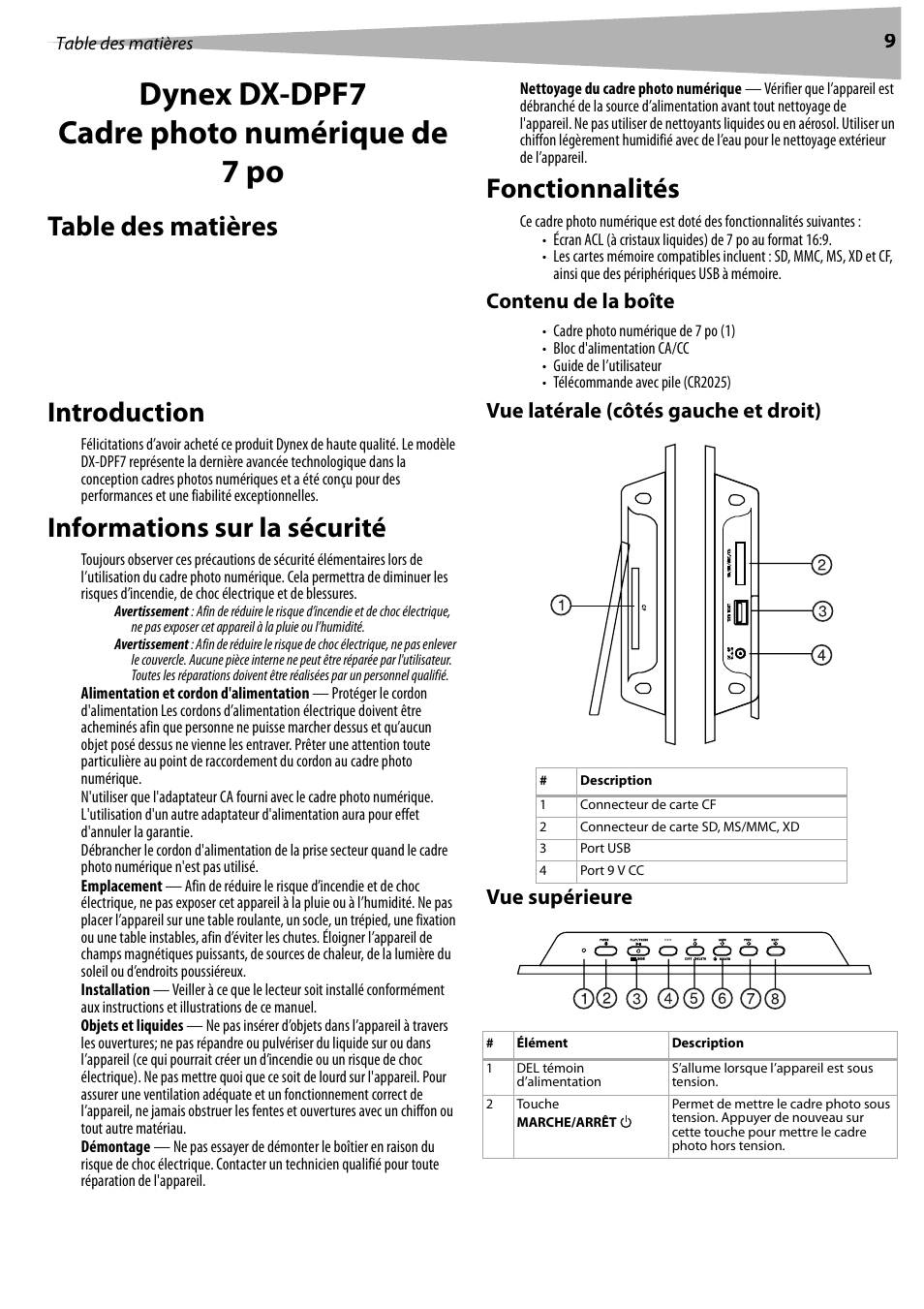 Dynex DX-DPF7 User Manual | Page 9 / 22