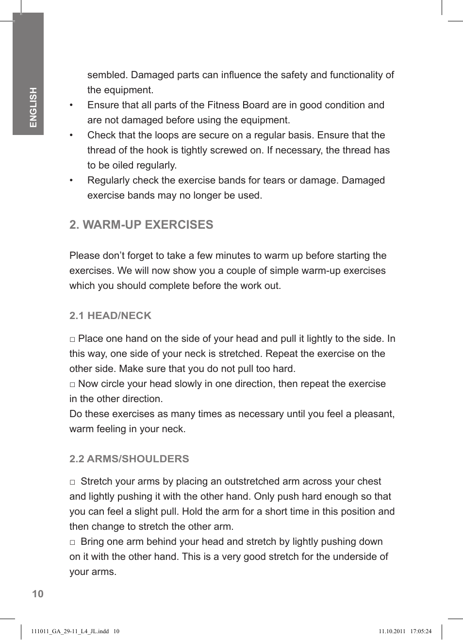 Warm-up exercises | Crivit SP - 348 User Manual | Page 6 / 76