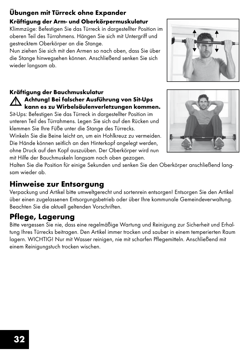 Hinweise zur entsorgung, Pflege, lagerung | Crivit TB-1443 User Manual | Page 32 / 36