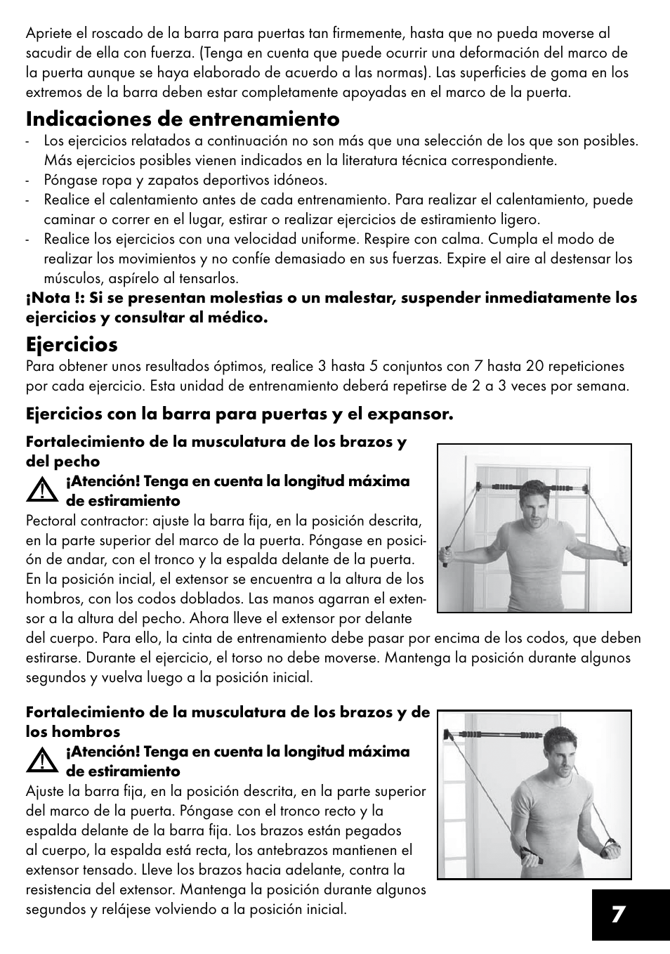 Indicaciones de entrenamiento, Ejercicios | Crivit TB-1443 User Manual | Page 7 / 36