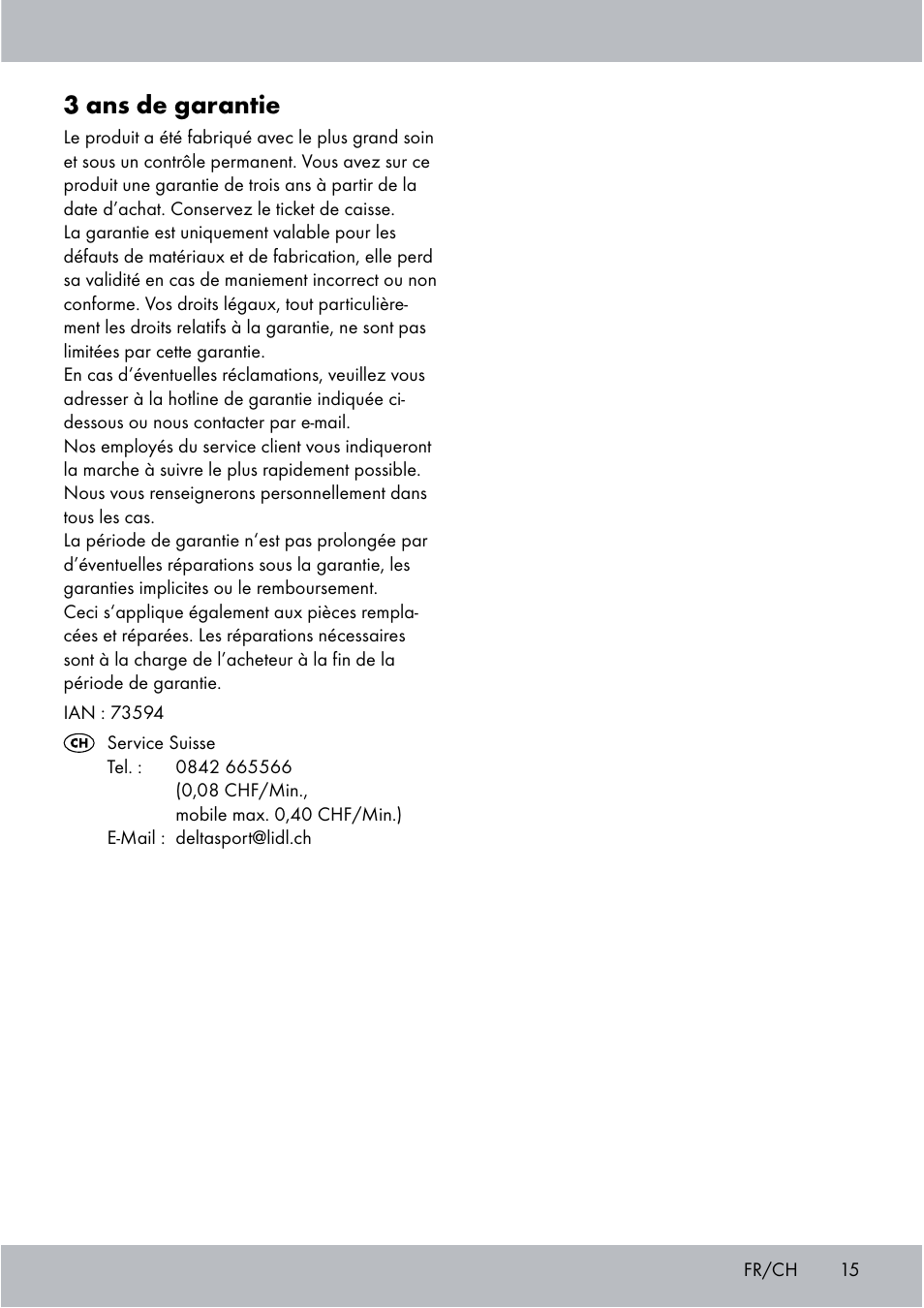 3 ans de garantie | Crivit Sports Stunt Kite User Manual | Page 15 / 36