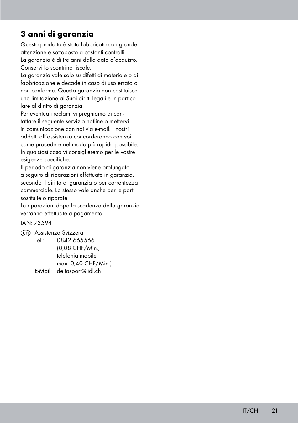 3 anni di garanzia | Crivit Sports Stunt Kite User Manual | Page 21 / 36