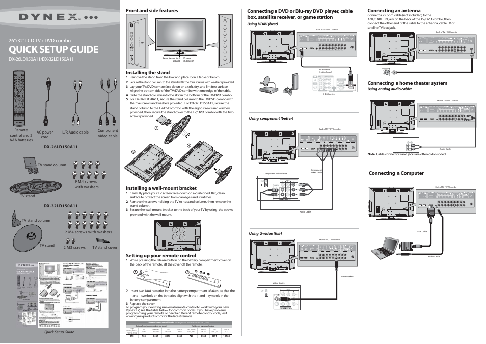 Dynex DX-26LD150A11 User Manual | 2 pages