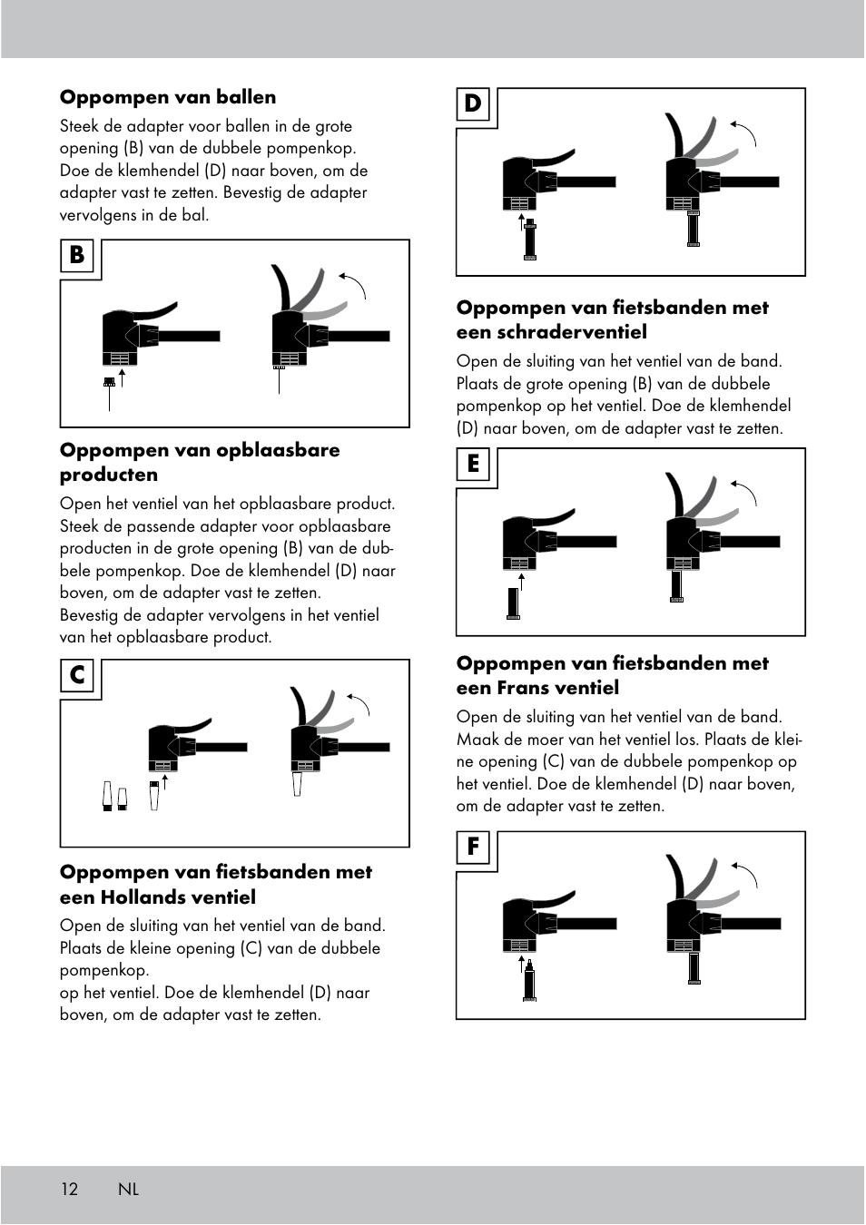 Bc d e f | Crivit Floor Pump User Manual | Page 12 / 20