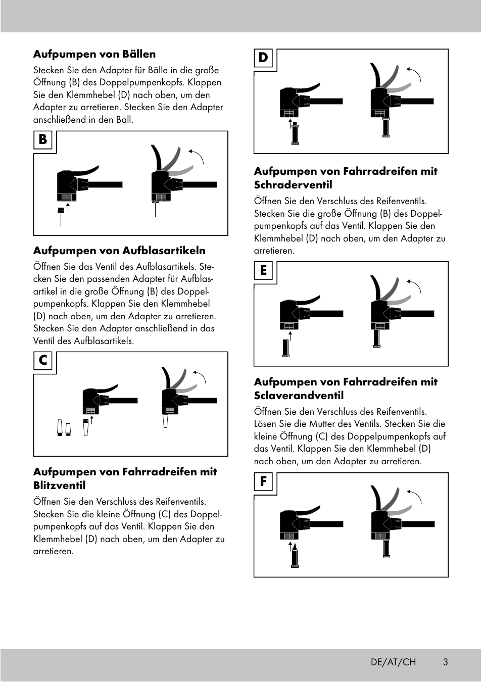 Bc d e f | Crivit Floor Pump User Manual | Page 3 / 20