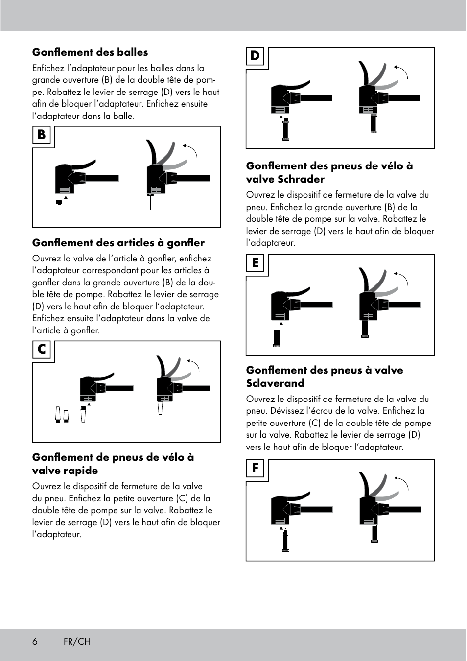 Bc d e f | Crivit Floor Pump User Manual | Page 6 / 20
