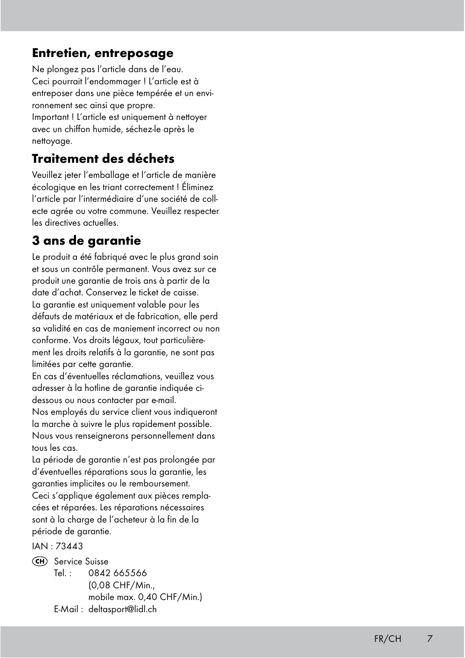 Entretien, entreposage, Traitement des déchets, 3 ans de garantie | Crivit Floor Pump User Manual | Page 7 / 20