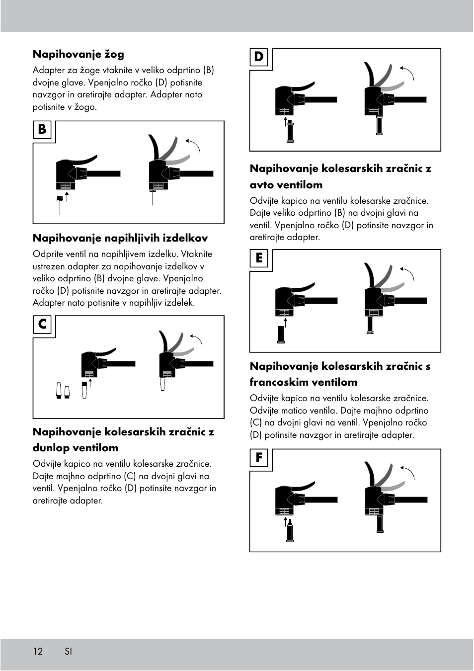 Bc d e f | Crivit Floor Pump User Manual | Page 12 / 24