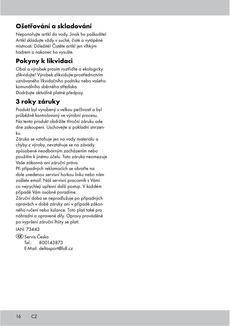 Ošetřování a skladování, Pokyny k likvidaci, 3 roky záruky | Crivit Floor Pump User Manual | Page 16 / 24